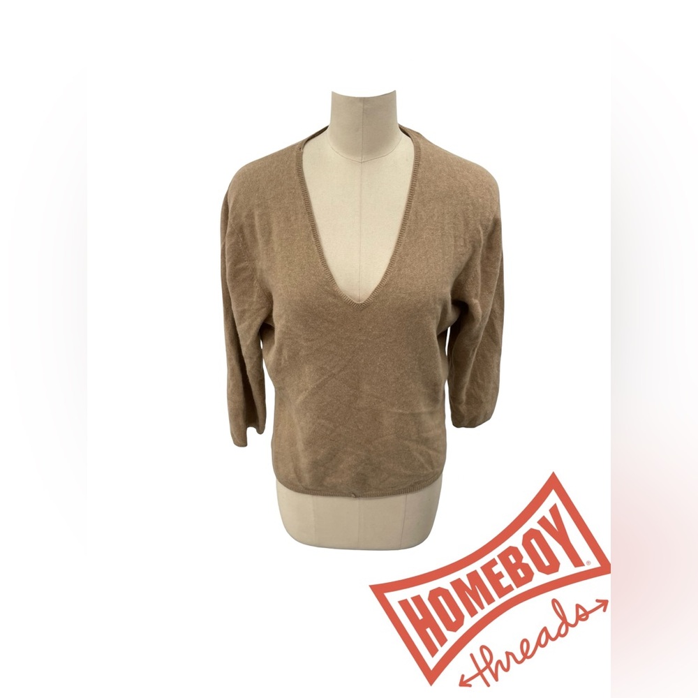 Women's V-Neck Tan Sweater